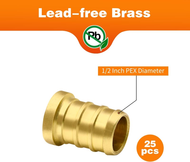 Ruby Q 25 Pack 1/2" PEX Barb Plug End Cap, Brass PEX Barb Plug End Cap Pipe Fitting - Image 2